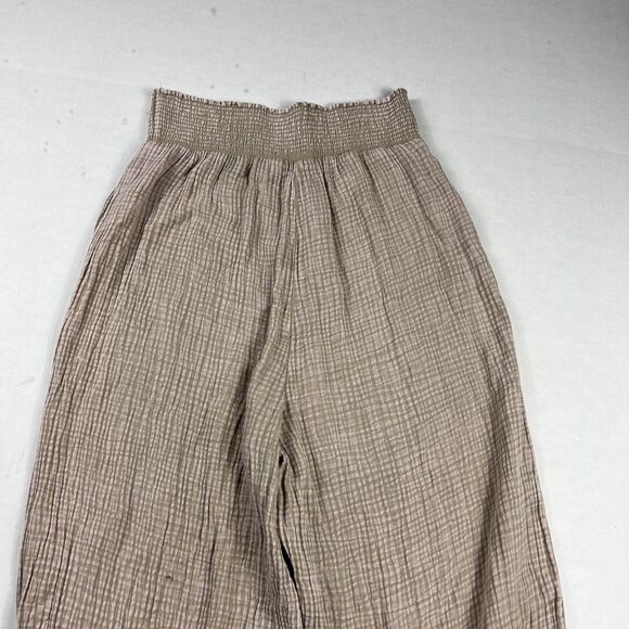 Z Supply Gauze Wide Leg Lounge Pants Women’s Size L Neutral Crinkle Cotton Relax - Picture 10 of 12